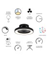TIBET MINI * VENTILADOR PLAFÓN LED NEGRO CON MANDO